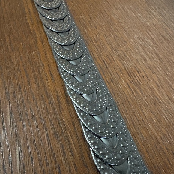 Vintage Style Black Metal Disc Belt Rhinestone Oval Buckle Boho Western stretch - Picture 3 of 8